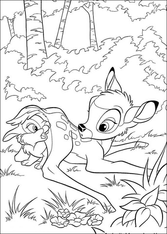 Thumper Behind Bambi Coloring Page